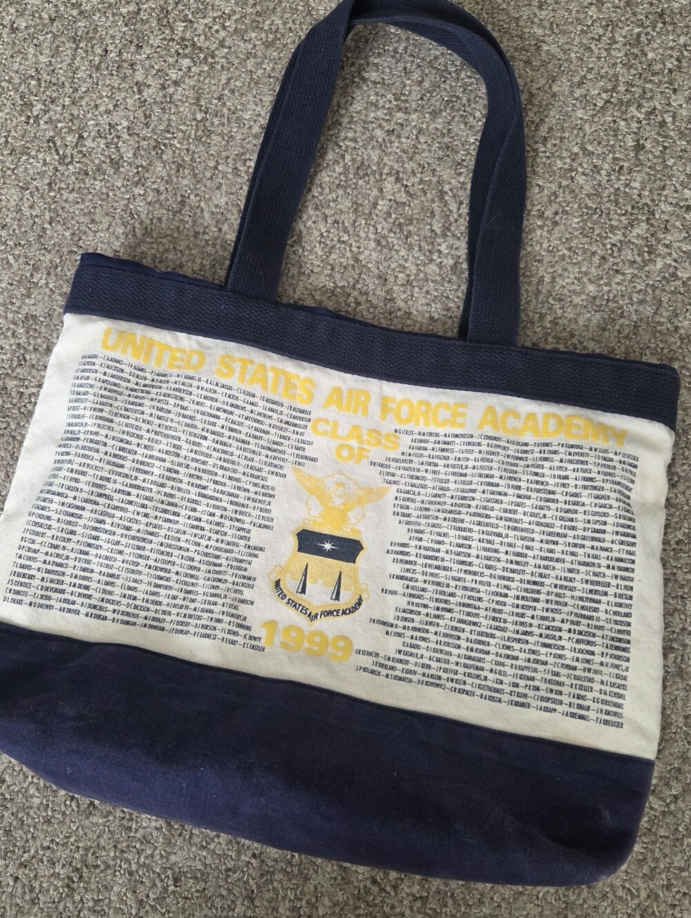 United‎ States Air Force Academy Class of 1999 Navy & Yellow Canvas Tote Bag